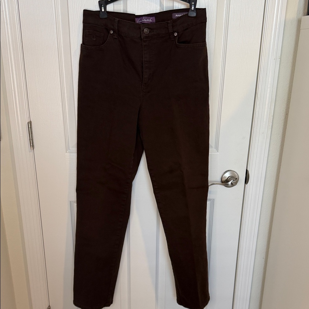 Gloria Vanderbilt Women's  Amanda High Rise Dark Brown Jeans five pockets button